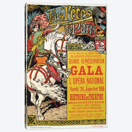Reproduction of a poster advertising the 'Fetes de Paris', at the Opera National, Paris, 1885  Canvas Print #BMN1789} by Eugene Grasset Canvas Art Print