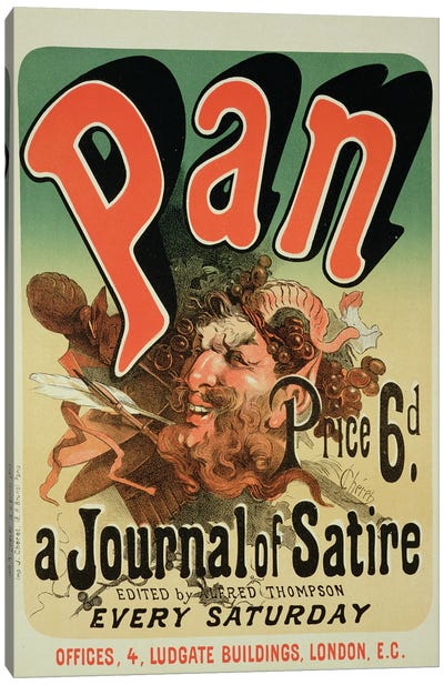 Pan (A Journal Of Satire) By Alfred Thompson Advertisement Canvas Art Print - Jules Cheret
