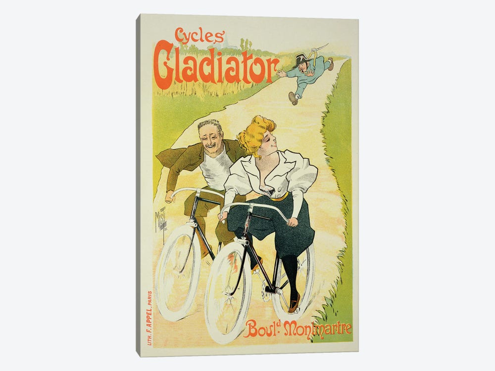 Reproduction of a poster advertising 'Gladiator Cycles', Boulevard Montmartre, Paris, 1895  1-piece Canvas Print