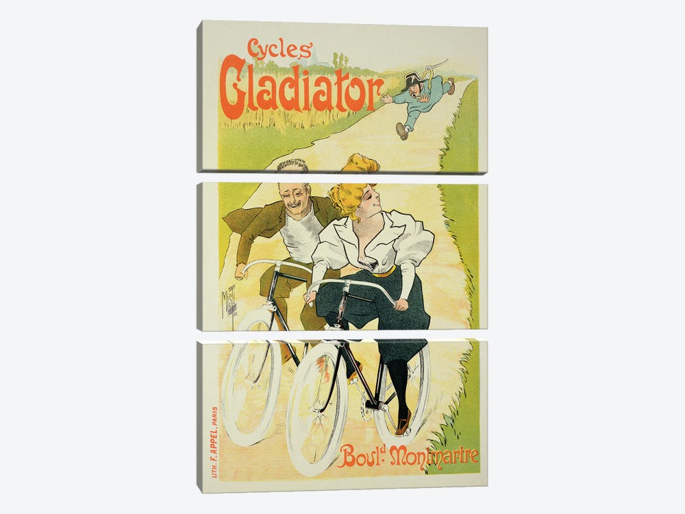 Reproduction of a poster advertising 'Gladiator Cycles', Boulevard Montmartre, Paris, 1895  3-piece Art Print
