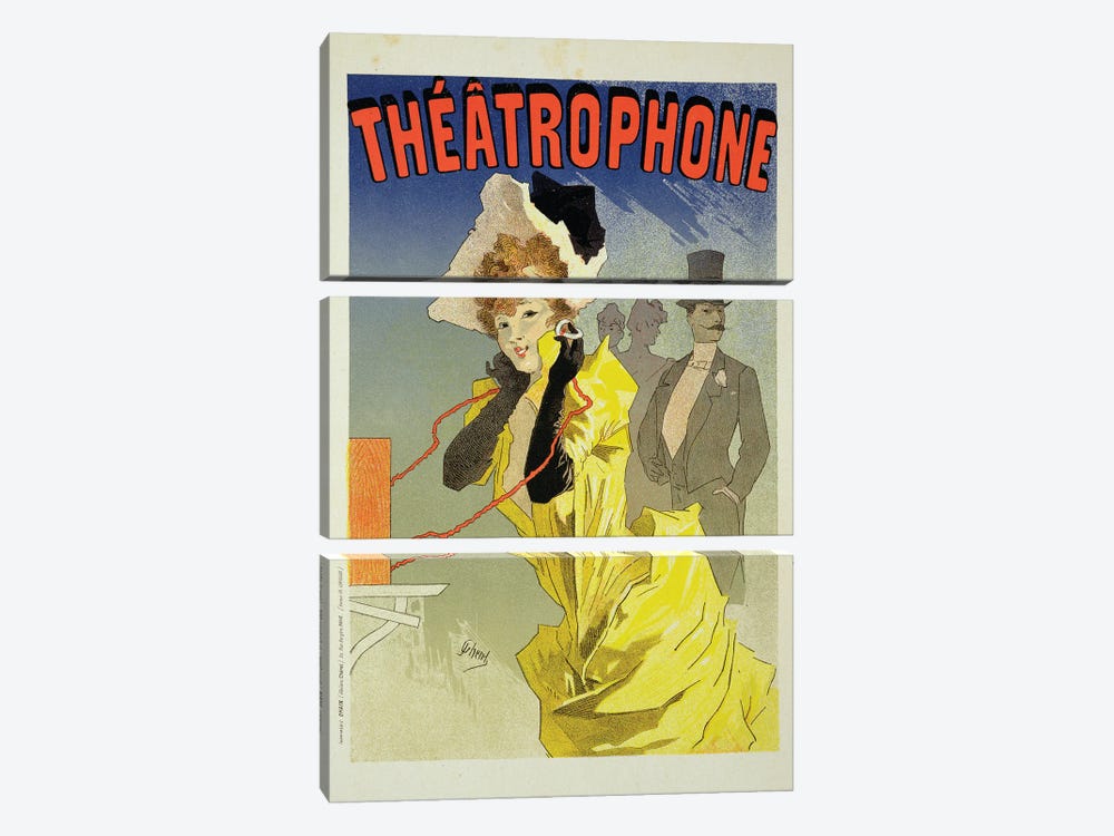 Theatrophone Advertisement, 1890  by Jules Cheret 3-piece Canvas Art