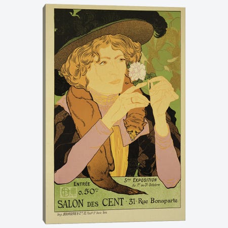 Reproduction of a poster advertising the '5th Exhibition of the Salon des Cents', Rue Bonaparte, Paris, 1894  Canvas Print #BMN1796} by Georges de Feure Canvas Print