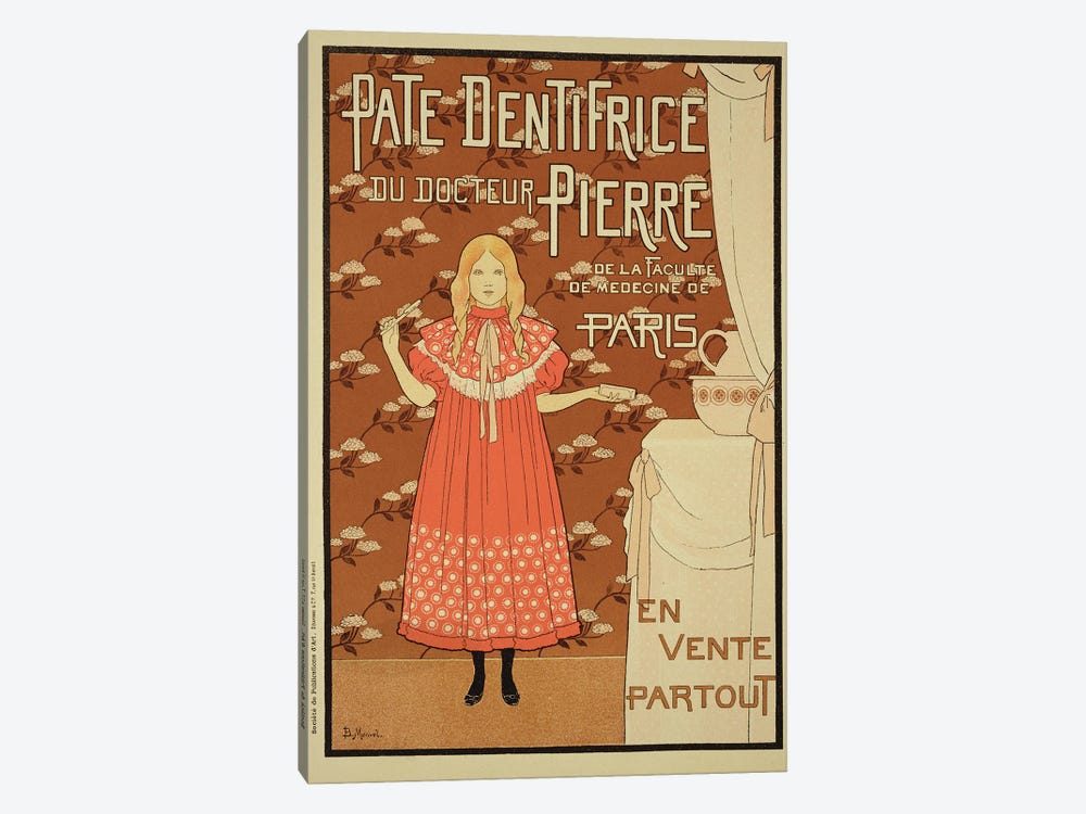 Paté Dentifrice du Docteur Pierre (Dr. Pierre's Toothpaste) Vintage Advertisement by Louis Maurice Boutet de Monvel 1-piece Canvas Art