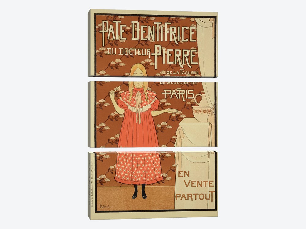 Paté Dentifrice du Docteur Pierre (Dr. Pierre's Toothpaste) Vintage Advertisement 3-piece Canvas Artwork