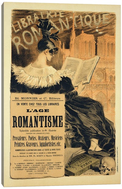 Reproduction of a poster advertising a book entitled 'The Romantic Age', 1887  Canvas Art Print