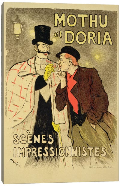 Reproduction of a poster advertising 'Mothu and Doria'in impressionist scenes, 1893  Canvas Art Print