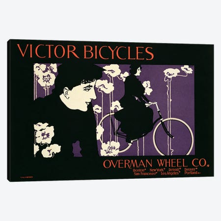 Reproduction of a poster advertising 'Victor Bicycles'  Canvas Print #BMN1801} by American School Canvas Wall Art