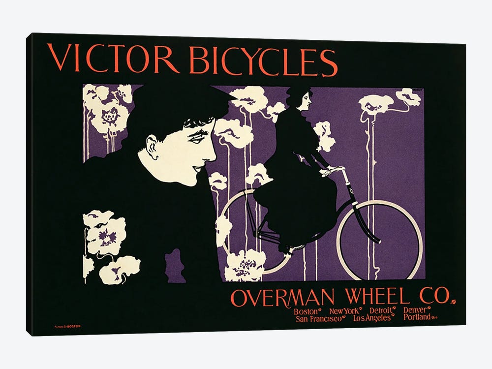 Reproduction of a poster advertising 'Victor Bicycles'  by American School 1-piece Canvas Art Print