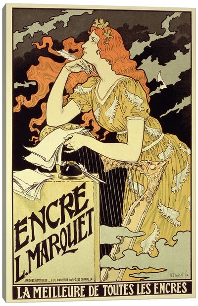 Reproduction of a poster advertising 'Marquet Ink', 1892  Canvas Art Print