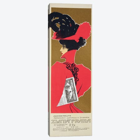 Reproduction of a poster advertising 'Zlata Praha', a weekly illustrated newspaper, Prague  Canvas Print #BMN1804} by Czech School Canvas Print