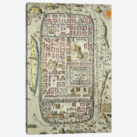 Map of Jerusalem and the surrounding area, from 'Civitates Orbis Terrarum' Canvas Print #BMN1807} by Joris Hoefnagel Canvas Art Print