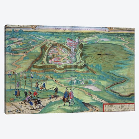 Map of Papa, from 'Civitates Orbis Terrarum' by Georg Braun  Canvas Print #BMN1821} by Joris Hoefnagel Canvas Wall Art