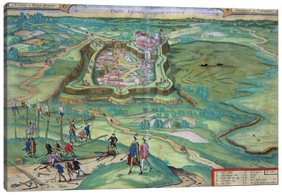 Map of Papa, from 'Civitates Orbis Terrarum' by Georg Braun  Canvas Art Print