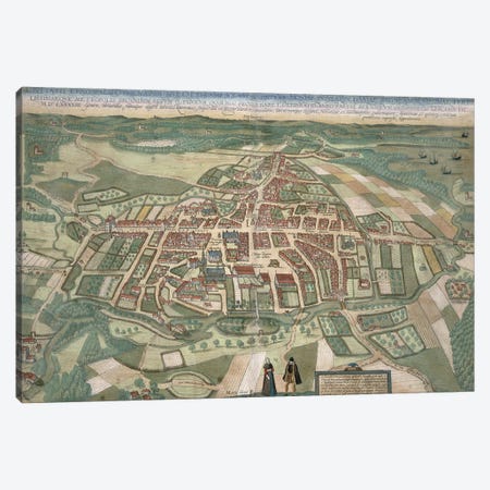 Map of Odense, from 'Civitates Orbis Terrarum' by Georg Braun  Canvas Print #BMN1835} by Joris Hoefnagel Canvas Art