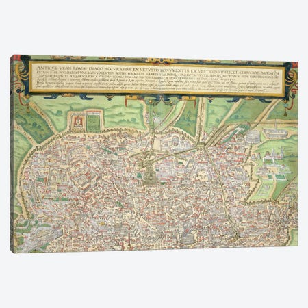 Map of Rome, from 'Civitates Orbis Terrarum' by Georg Braun  Canvas Print #BMN1838} by Joris Hoefnagel Canvas Print