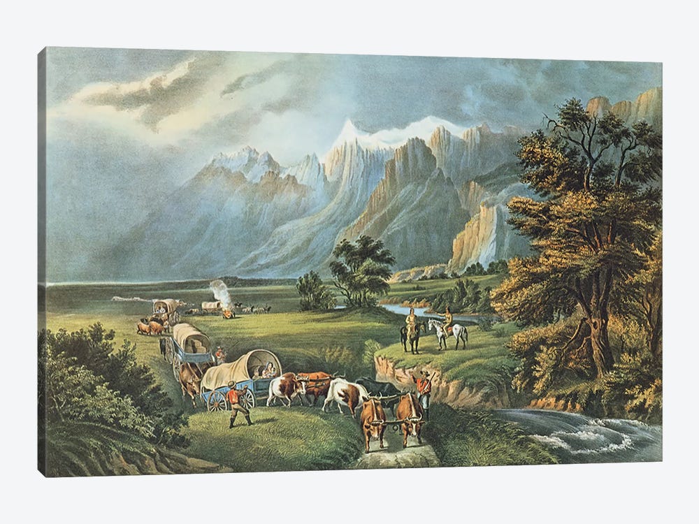 The Rocky Mountains: Emigrants Crossing the Plains, 1866  by N. Currier 1-piece Canvas Print