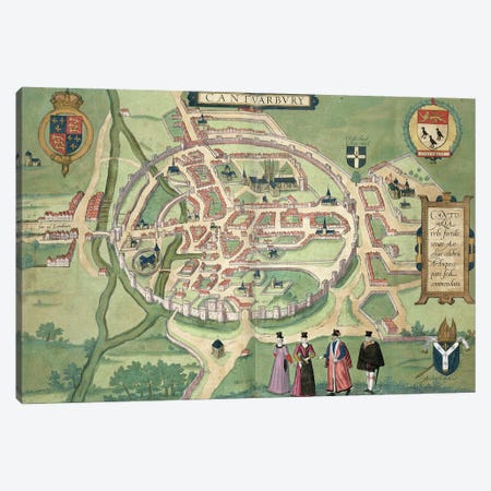 Map of Canterbury, from 'Civitates Orbis Terrarum' by Georg Braun  Canvas Print #BMN1852} by Joris Hoefnagel Canvas Print