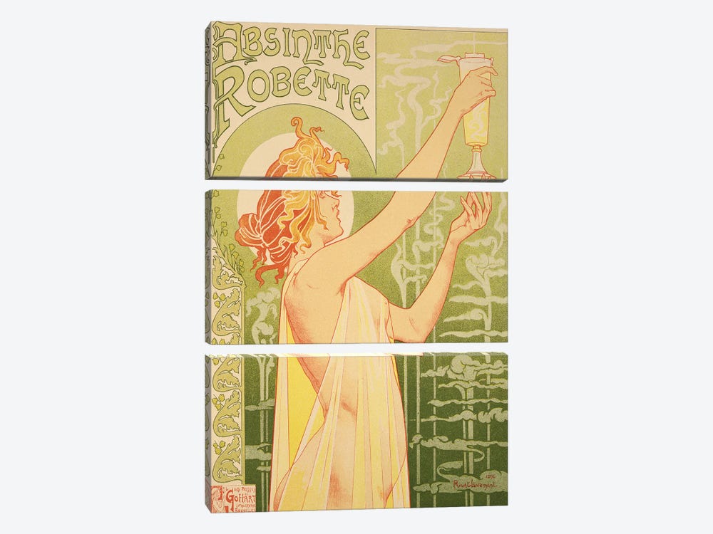Reproduction of a poster advertising 'Robette Absinthe', 1896  by Henri Privat-Livemont 3-piece Canvas Print