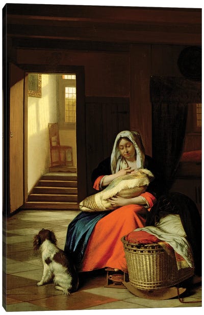 Mother Nursing Her Child, 1674-76  Canvas Art Print