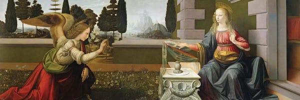 Renaissance: Annunciation, 1472-75   by Leonardo da Vinci