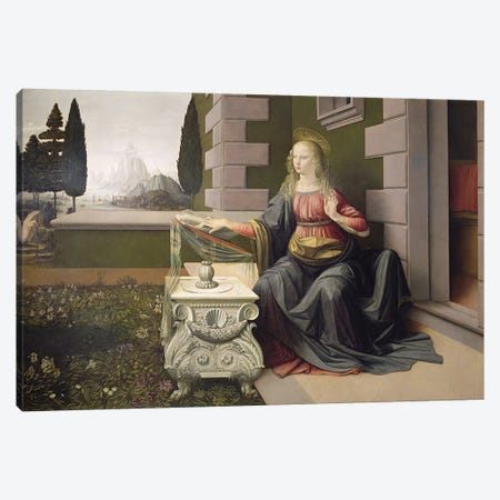 Virgin Mary, from the Annunciation, 1472-75   Canvas Print #BMN1870} by Leonardo da Vinci Canvas Art Print