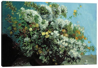Flowering Branches and Flowers, 1855  Canvas Art Print - Gustave Courbet