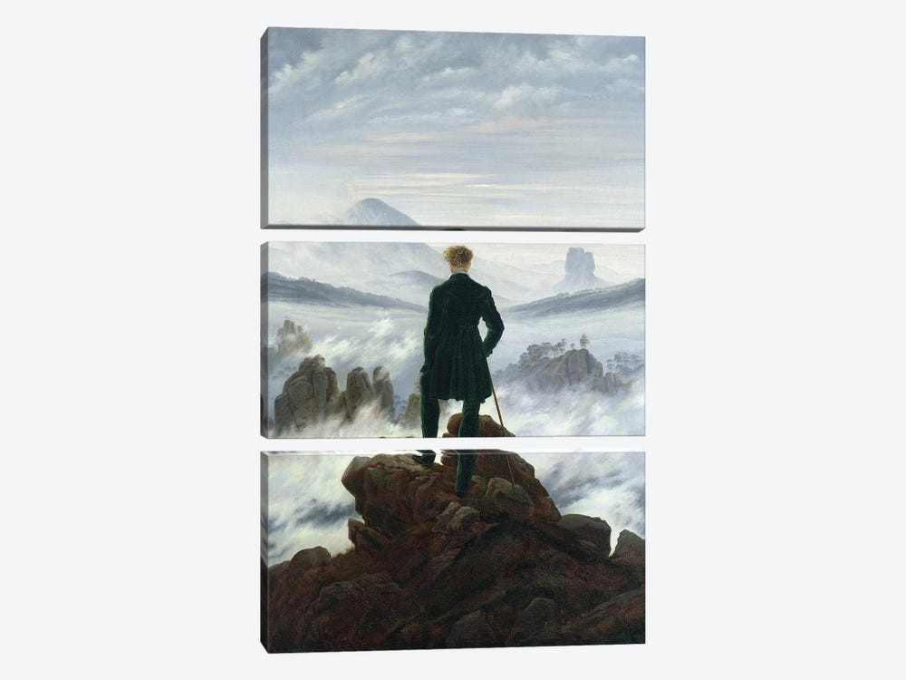 The Wanderer above the Sea of Fog, 1818  by Caspar David Friedrich 3-piece Canvas Artwork