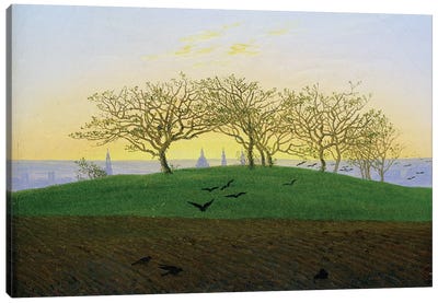 Hills and Ploughed Fields near Dresden  Canvas Art Print - Caspar David Friedrich