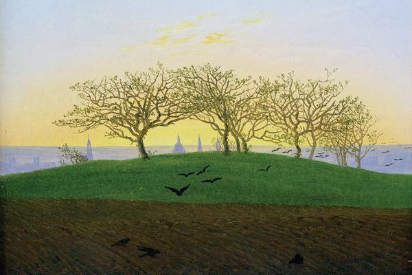 Romanticism: Hills and Ploughed Fields near Dresden  by Caspar David Friedrich