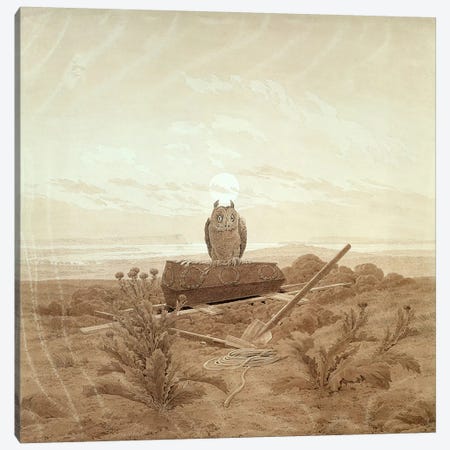Landscape with Grave, Coffin and Owl  Canvas Print #BMN1886} by Caspar David Friedrich Art Print