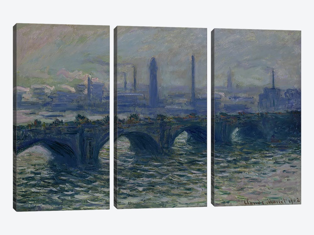 Waterloo Bridge, 1902  3-piece Canvas Art