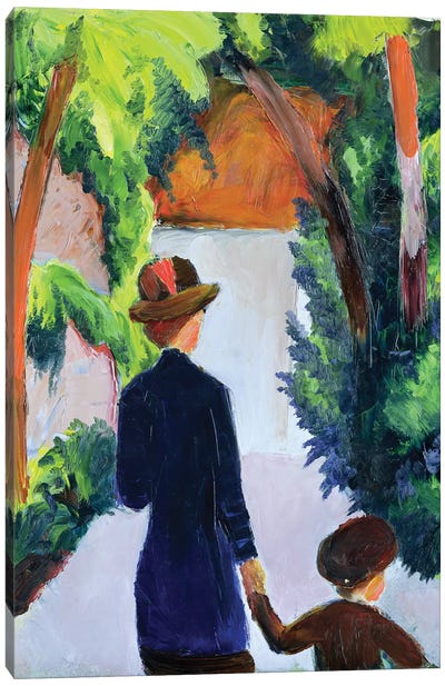 Mother and Child in the Park, 1914  Canvas Art Print - August Macke