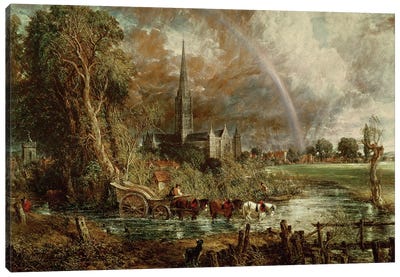 Salisbury Cathedral From the Meadows, 1831   Canvas Art Print