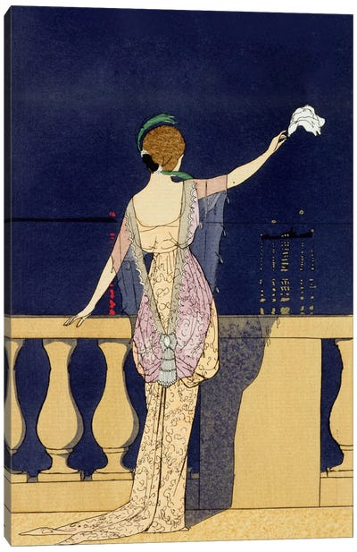 Farewell at Night, design for an evening dress by Paquin (colour litho) Canvas Art Print
