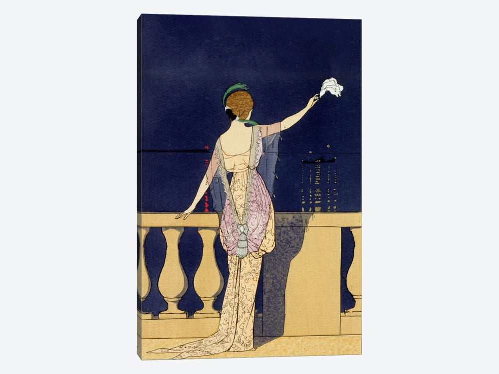 Farewell at Night, design for an evening dress by Paquin (colour litho) 1-piece Canvas Print