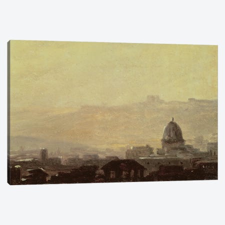 Houses Dominated by a Dome, Rome  Canvas Print #BMN1904} by Pierre Henri de Valenciennes Canvas Artwork