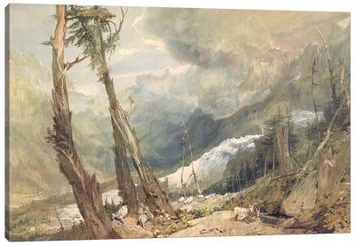 Mere de Glace, in the Valley of Chamouni, Switzerland, 1803  Canvas Art Print