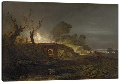 A Lime Kiln at Coalbrookdale, c.1797  Canvas Art Print - J.M.W. Turner
