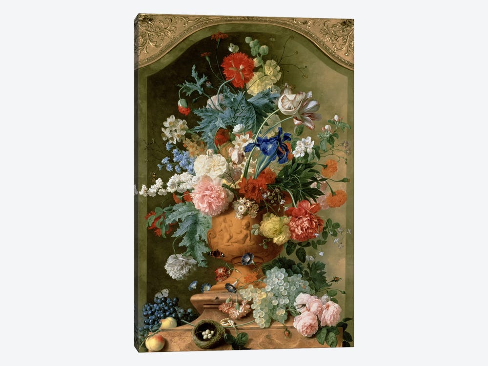 Flowers in a Terracotta Vase, 1736  by Jan van Huysum 1-piece Canvas Art Print