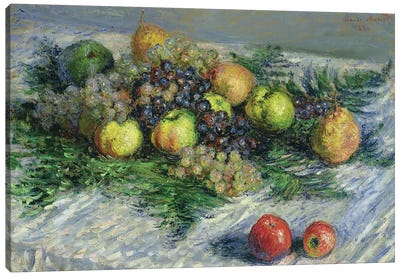 Still Life with Pears and Grapes, 1880  Canvas Art Print - Claude Monet
