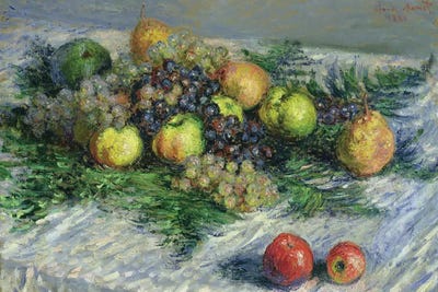Still Life with Pears and Grapes, 1880 Canvas Artwork Claude Monet
