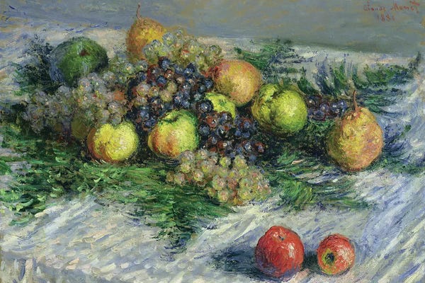 All Things Monet: Still Life with Pears and Grapes, 1880  by Claude Monet