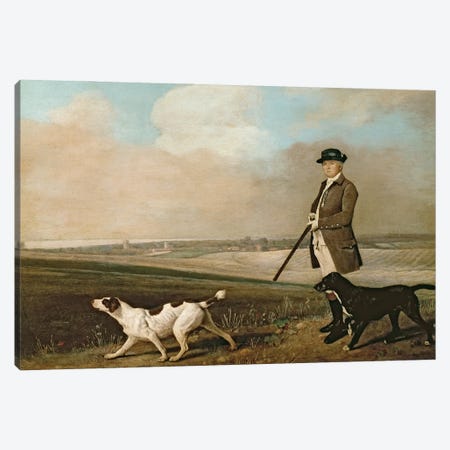 Sir John Nelthorpe, 6th Baronet out Shooting with his Dogs in Barton Field, Lincolnshire, 1776  Canvas Print #BMN192} by George Stubbs Canvas Wall Art