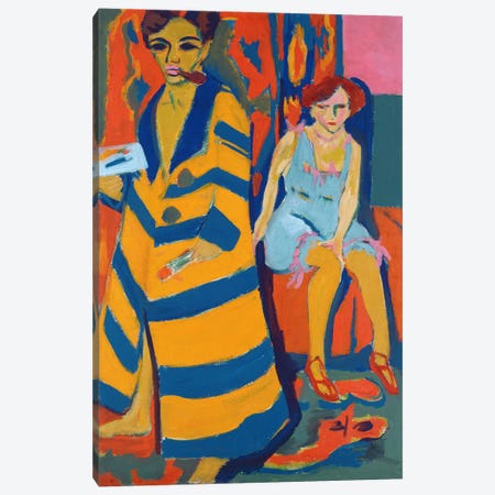 Self Portrait with a Model, 1907  Canvas Print #BMN1930} by Ernst Ludwig Kirchner Canvas Artwork