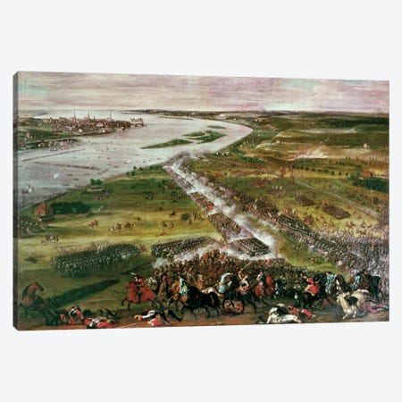 Battle for the Crossing of the Dvina, 1701  Canvas Print #BMN194} by Swedish School Canvas Print