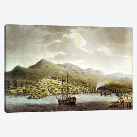 A View of the New Settlement in the River at Sierra Leona on the Coast of Guinea in Africa  Canvas Print #BMN1953} by English School Canvas Wall Art