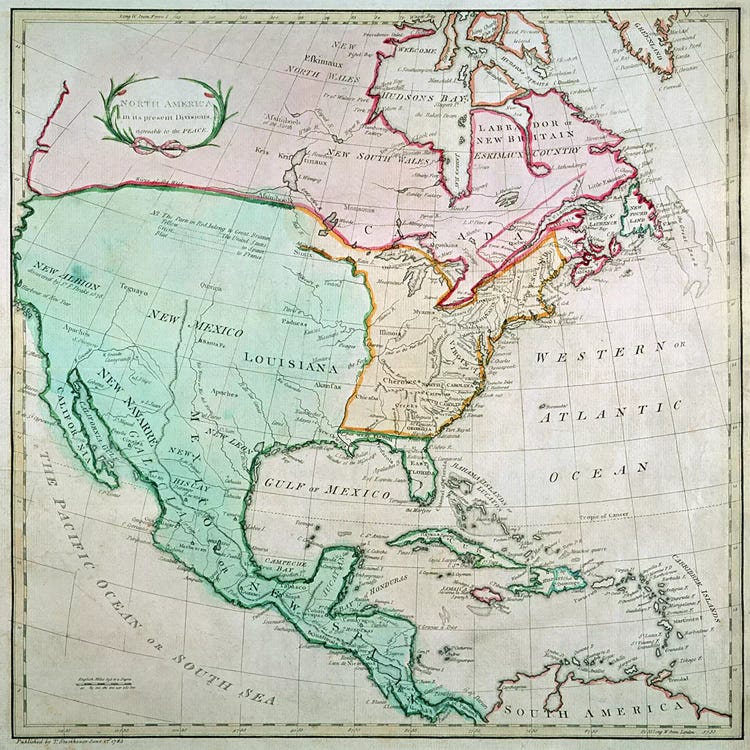 Map of North America, published by T. Stackhouse, 1783