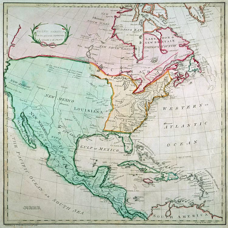 Map of North America, published by T. Stackhouse, 1783 by English School wall art
