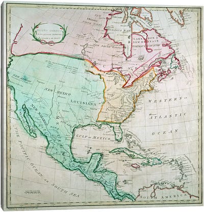 Map of North America, published by T. Stackhouse, 1783 Canvas Art Print - English School