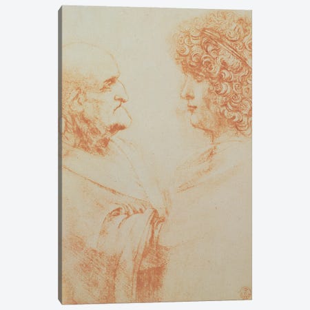 Two Heads in Profile, c.1500  Canvas Print #BMN1966} by Leonardo da Vinci Canvas Artwork